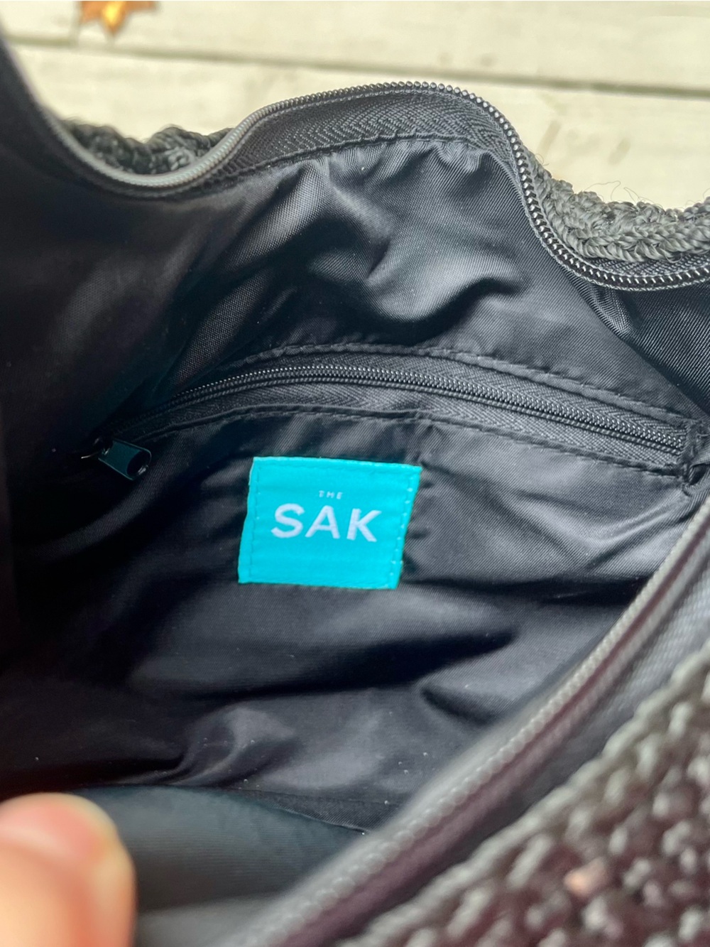 The Sak Black Suede Shoulder Bag with White Star Embroidery - Picture 5 of 8
